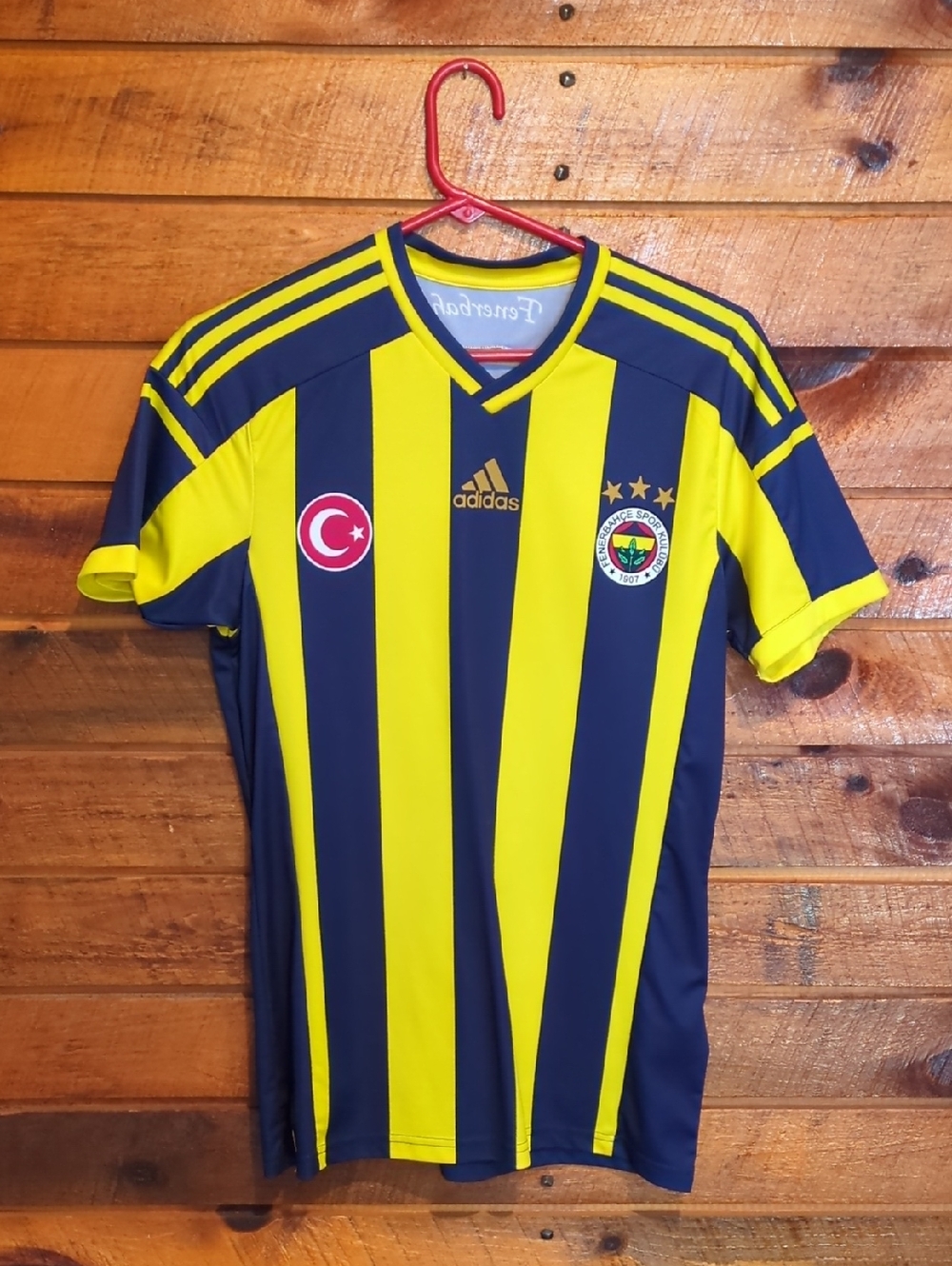 adidas Yellow & Navy Blue Striped Football Jersey